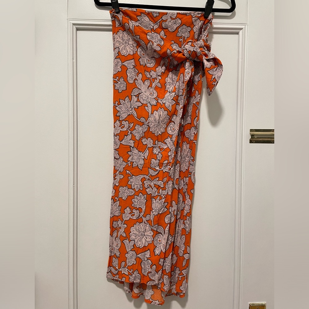 Zara Printed Midi Wrap Skirt
